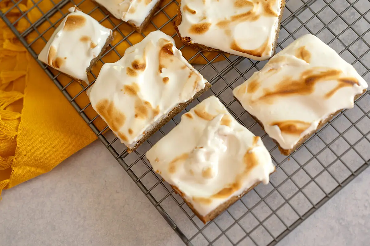 Toasted Marshmallow Peanut Butter Cookie Bars