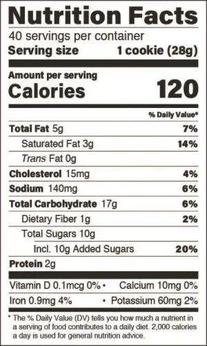 Triple Chocolate nutritional panel